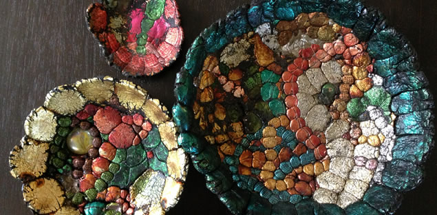 recycled mardis gras bead bowls from Lyons Share Gallery